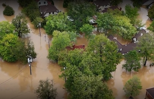 Flooding after Hurricane Helene in Asheville, NC, September 2024